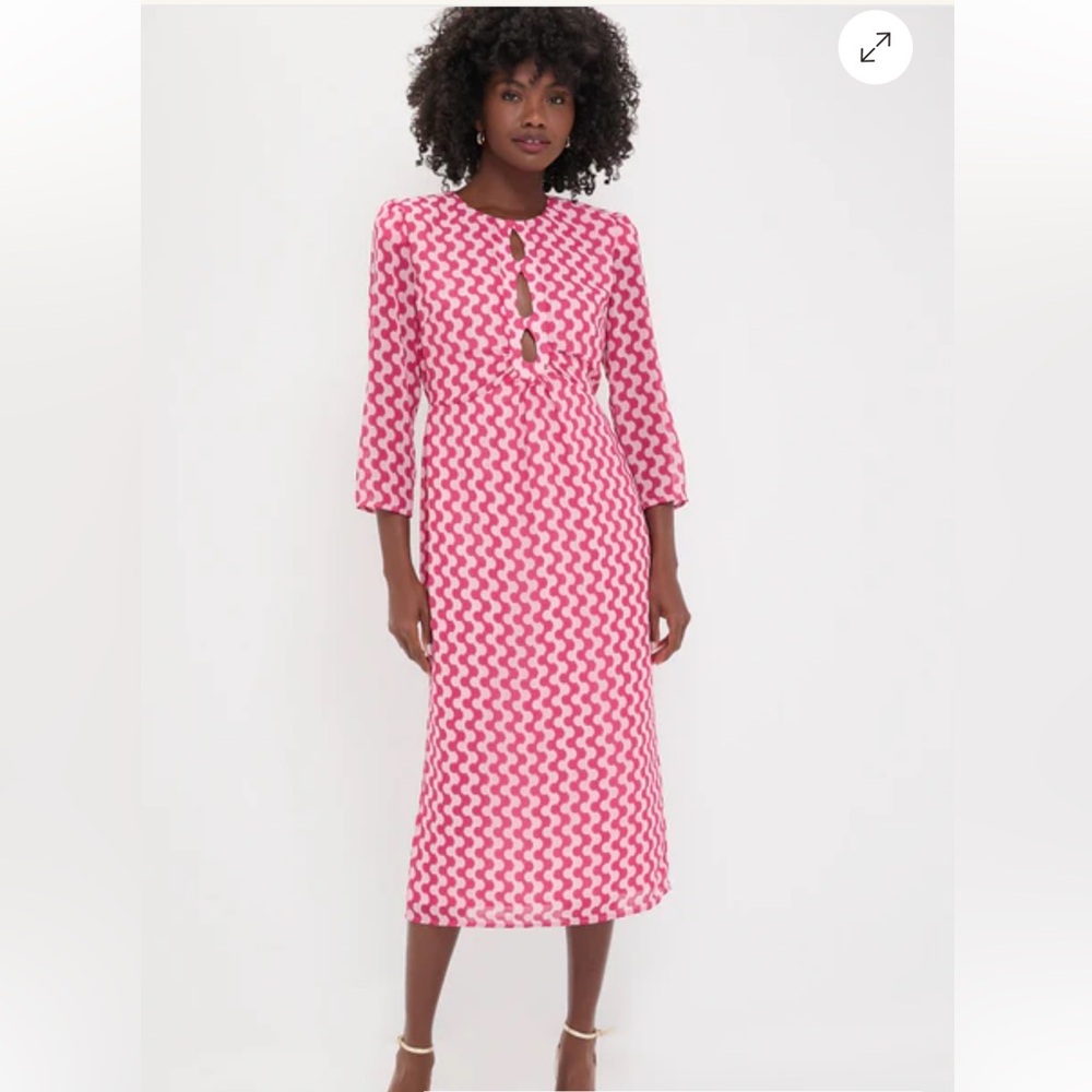 TUCKERNUCK HYACINTH HOUSE
Pink Geo Stripe Cut-Out Cosmina Dress
Size Medium NWT